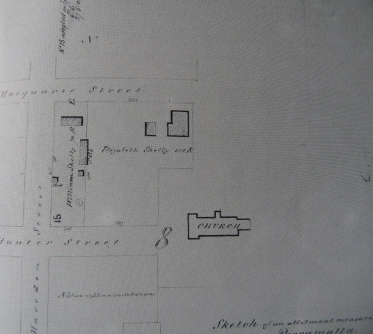 Map of St John's church in Parramatta